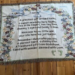 Jungle Baby Tapestry Fringe Border Throw Blanket